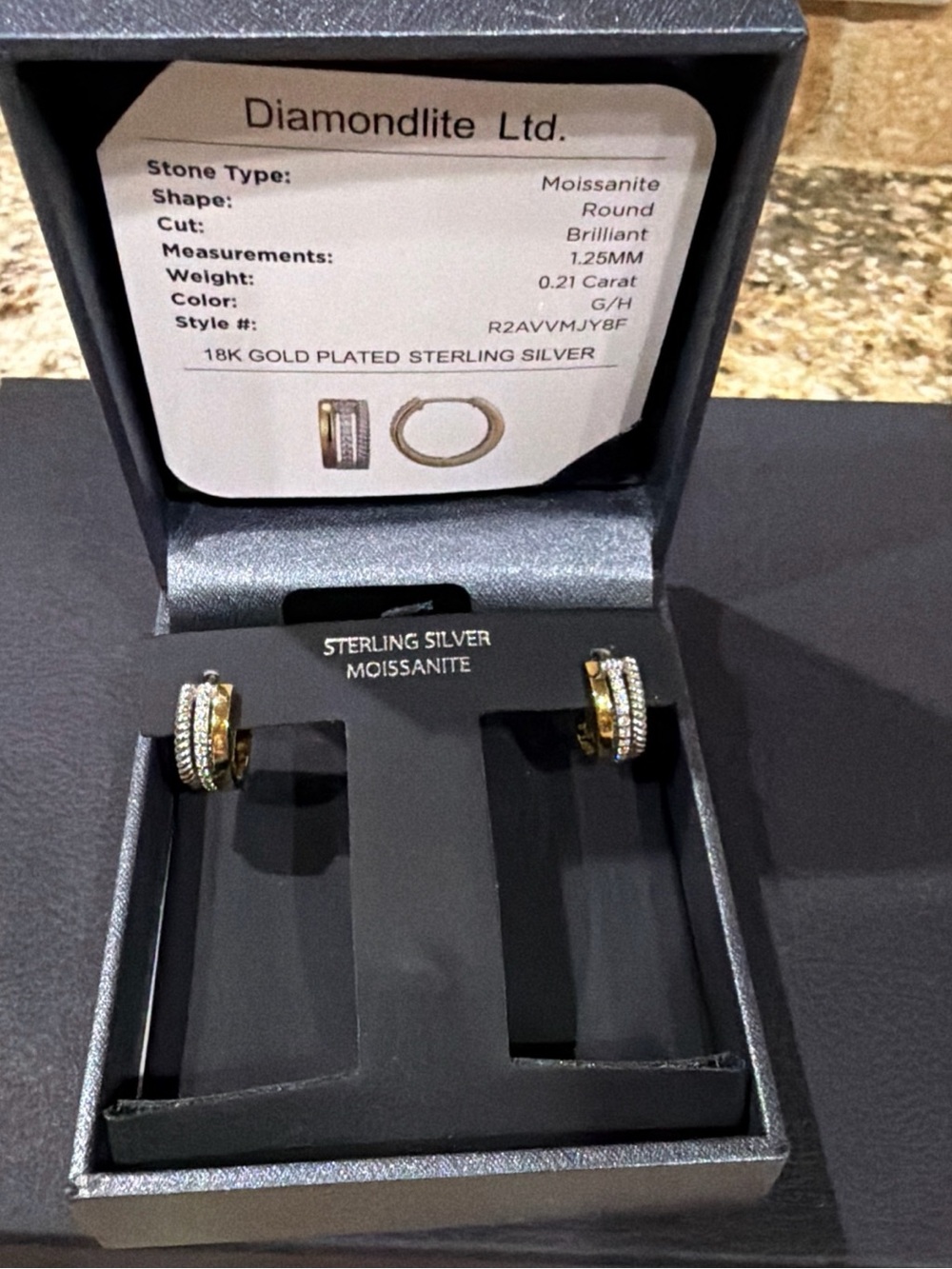 Diamond Supply Co. Two-Tone Gold & Silver Moissanite Huggie Hoop Earrings